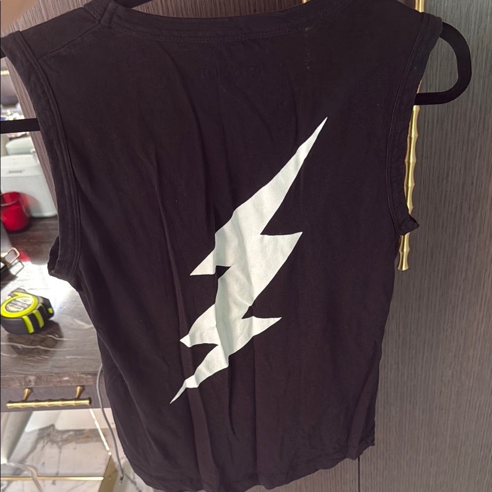 Zadig & Voltaire Black Muscle Tee with Lightning Bolt - Picture 10 of 10